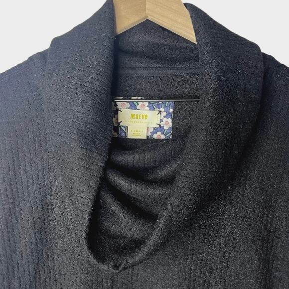 Maeve Anthropologie Addie Ruffled Hacci Sweater Black XS Boho Bohemian Cozy Soft - Picture 5 of 11